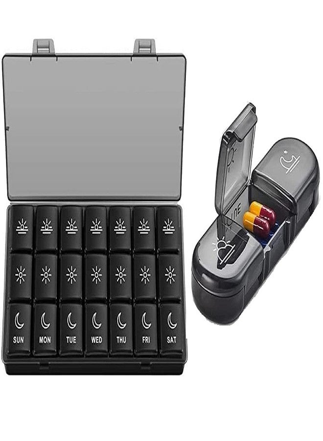 Minitul Pill organizer box for medicine 7 days 3 times | Tablet organizer box for medicine | Weekly medicine organizer pill box for travel & home | Medicine pills organiser & storage box - Image 1
